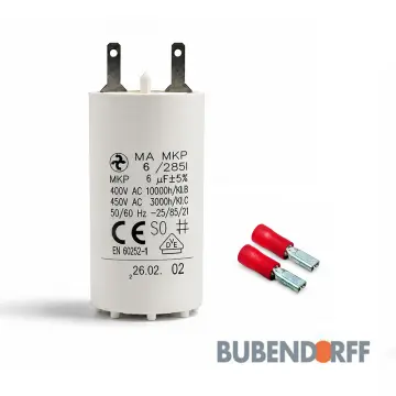 Condensateur permanent 6 µF pour moteurs volets roulants Bubendorff